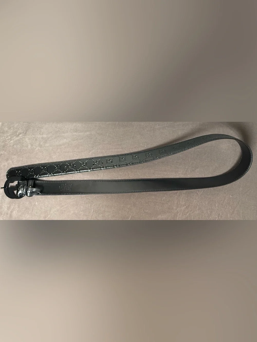 Gucci Signature matte all black new Interlocking G buckle Leather Belt size 110